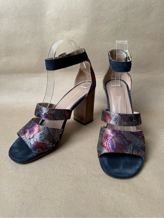 Anthropologie Shoes - Anthropologie Jacquard Strappy Formal Block Heels (Women’s US size 7.5 EUR 38)